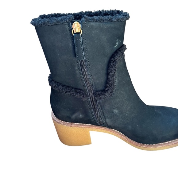 J. Crew Sherpa Stacked Heel Boots Leather Women’s Size 7.5 Faux Fur Lining - Picture 5 of 9